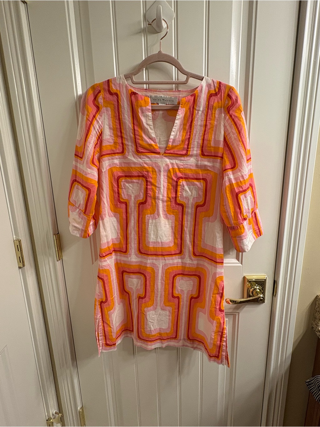 Lesley Evers Ellie Light Cotton Tunic Dress Xs Made Ca Swim Cover Vacation Pink